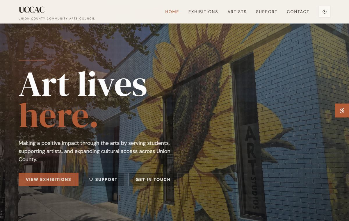 Screenshot of the UnionArts website
